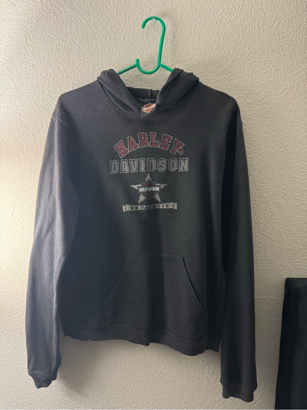 Harley-Davidson Black Hoodie with Red Logo Accents